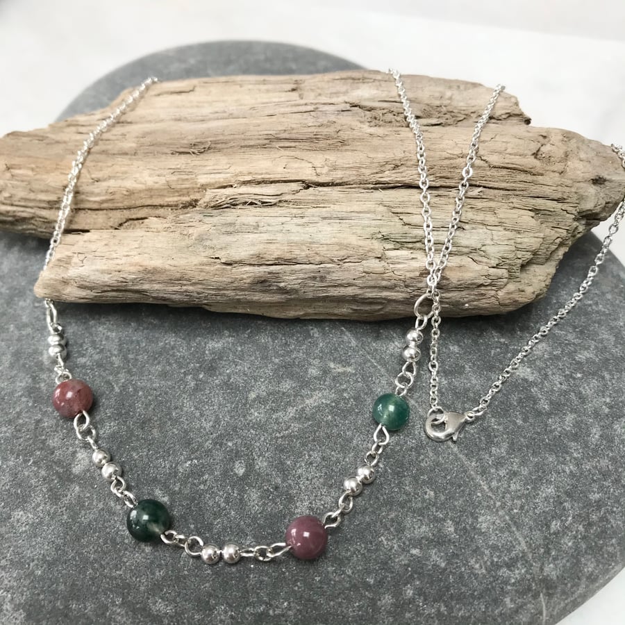 Indian Agate gemstone necklace  