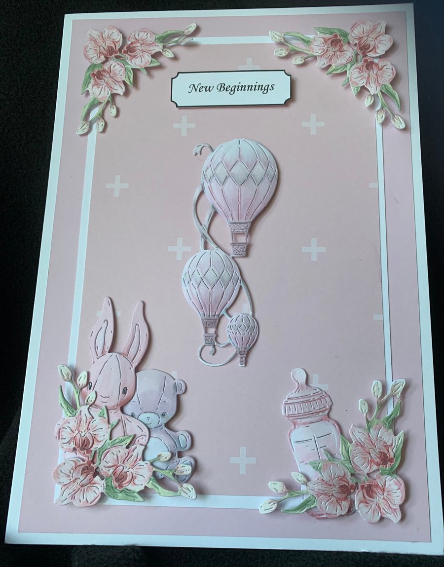 New Baby Girl Greetings Card A5