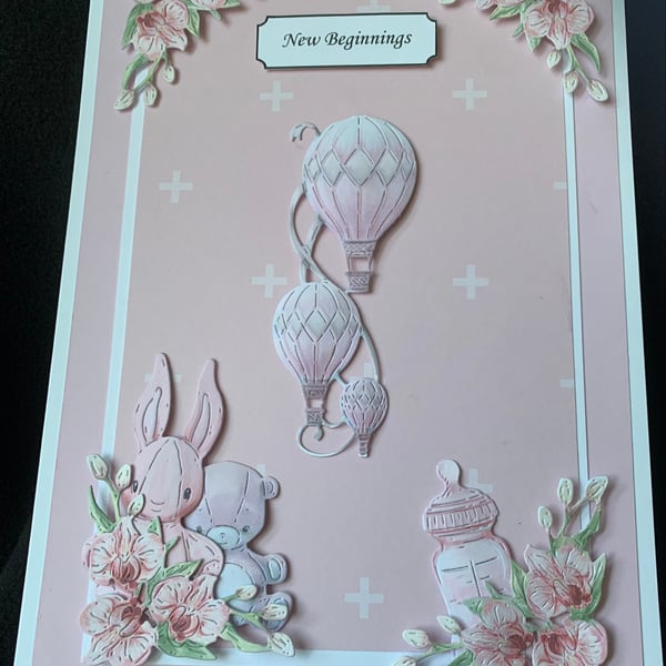 New Baby Girl Greetings Card A5