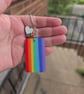Rainbow Handmade Wooden Keyring with Rainbow Heart Charm - Image 2
