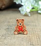 Heart Disease Awareness Bear Pin, Handmade Red Ribbon Tiny Teddy Brooch - Image 1