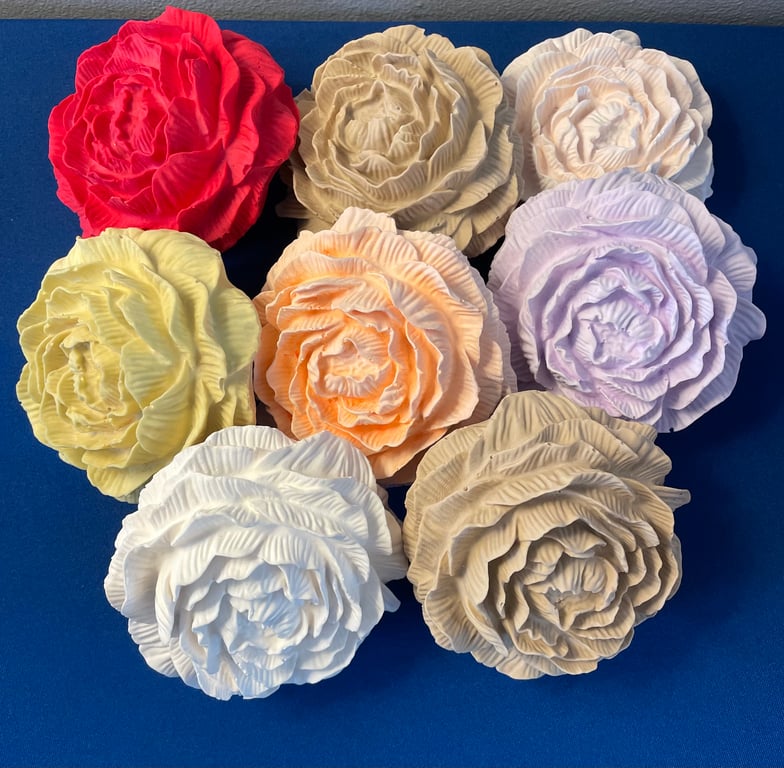 Scented peony ornament on coaster - aroma stone passive diffuser 