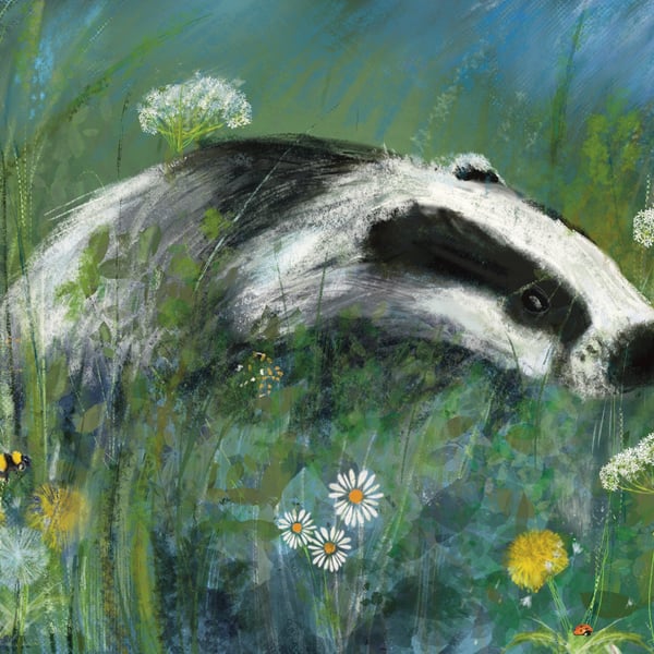 art-print-wildlife-badger-folksy