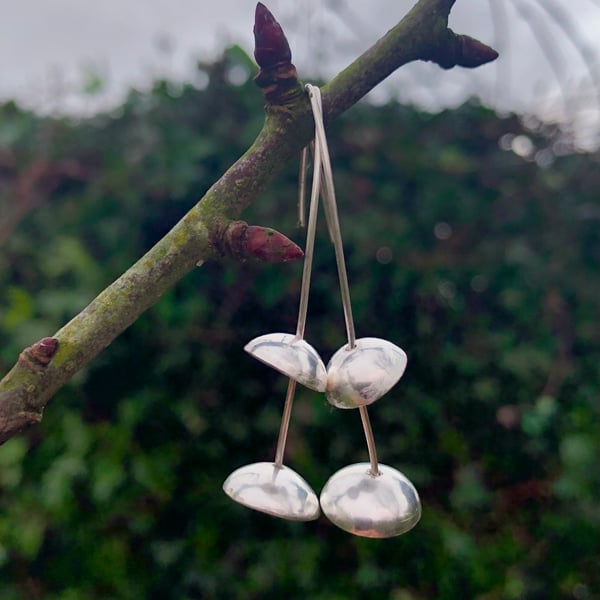 Eco Silver Bell Dangle Earrings