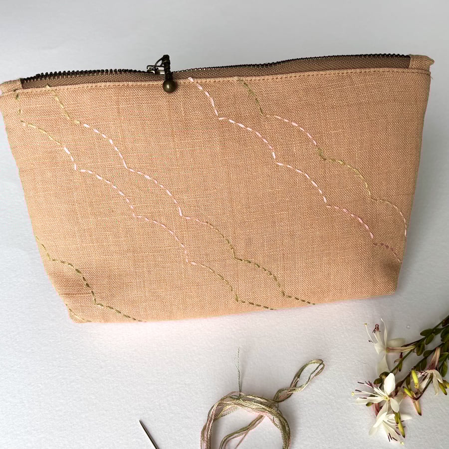 Linen purse, Linen pouch, Dusky pink
