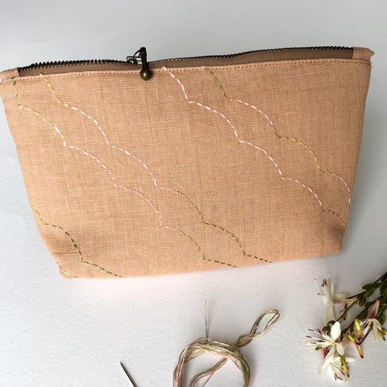 Linen purse, Linen pouch, Dusky pink