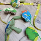 Autumnal Toadstool bunting, with 5 three dimensional fabric toadstools