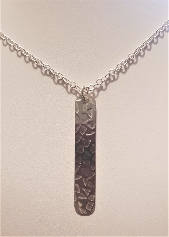 Sterling Silver Drop Pendant: handmade, recycled, textured 