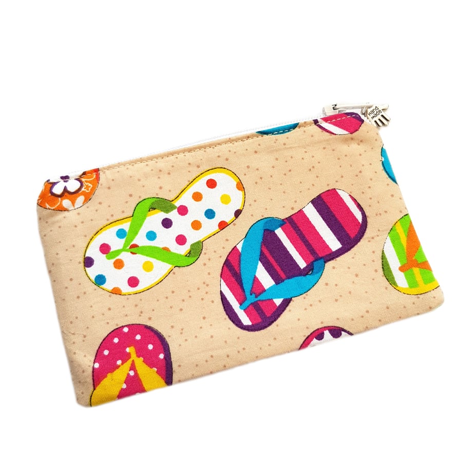 Flip Flop Print Zip Pouch - Colourful Mini Bag for Travel And Everyday Bits