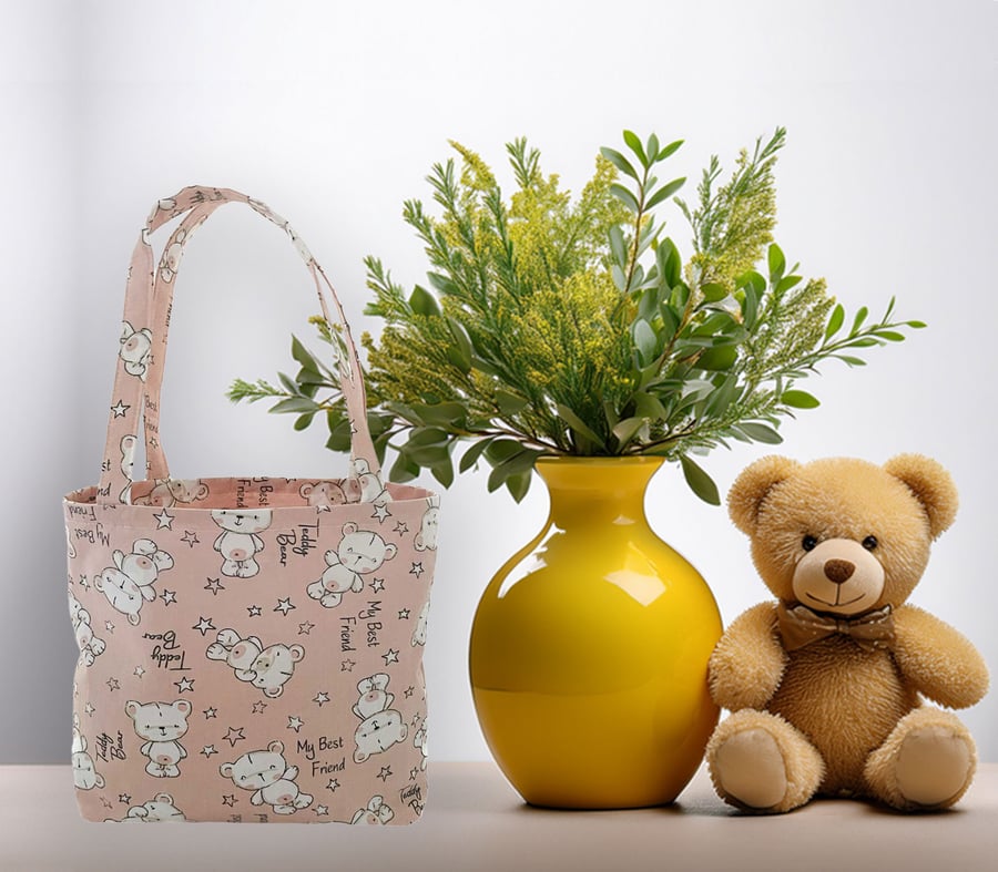 Best Friend Teddy Bear Design Mini Tote Bag. Children's-Baby Shower bag-CTB092