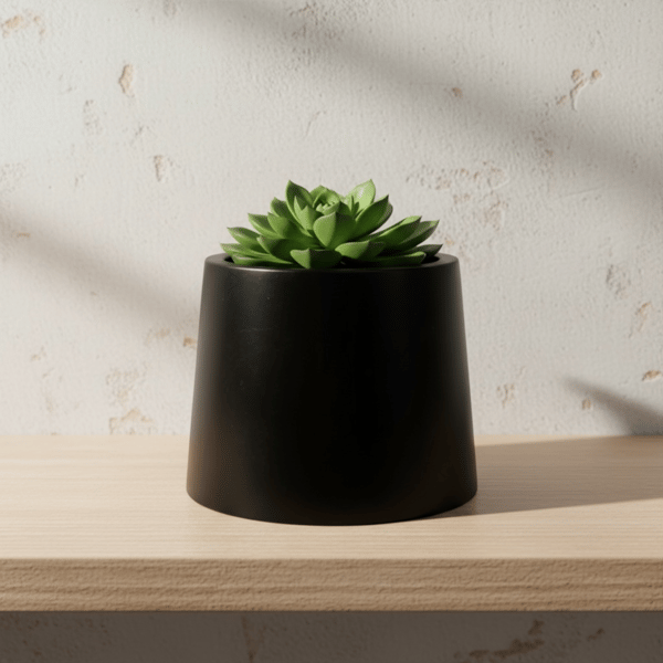 Small Black Round Plant Pot 7.5 cm Indoor Succulent Planter Gift