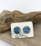 Pale teal and blue anodised aluminium cow parsley circle stud earrings - Image 1