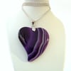 Purple agate heart pendant necklace