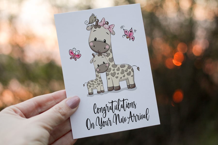 Giraffe and Baby New Baby Card, Congratulations for New Baby, Baby Shower Card