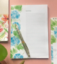 A5 Blue Flower Notepad, Hydrangea Art, Eco Friendly Stationery