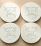 Set of Four Grey Highland Cow Drinks Coasters, Handmade Stone Like Finish - Image 1