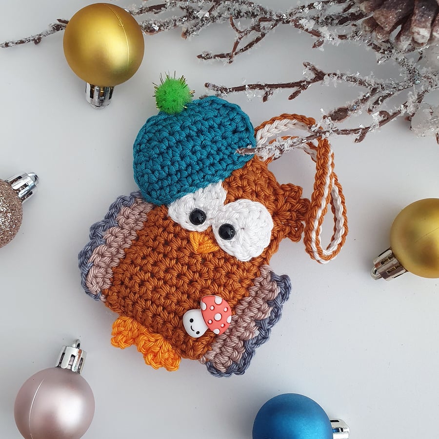 Crochet Winter Owl Bauble
