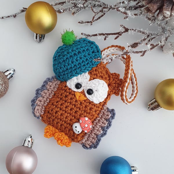 Crochet Winter Owl Bauble