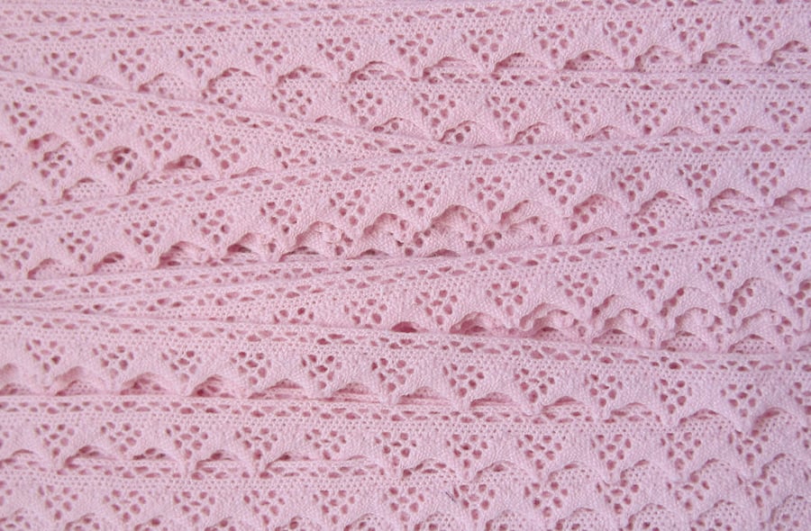 2 Metres of Vintage Pink Crocheted Edging