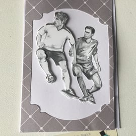 Football themed card. Handmade card. Decoupage card. CC724