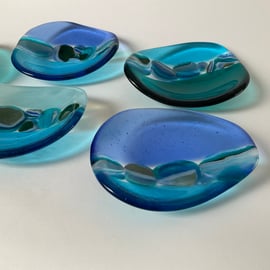 Handmade fused glass pebble bowl