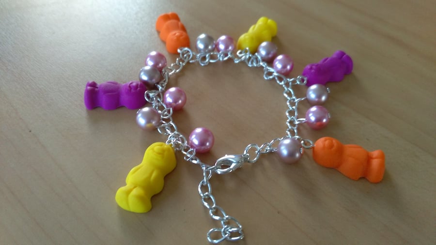 Polymer clay jelly babies charm bracelet