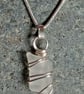 Spring and Summer inspired Sea glass pendant with silver plated snake chain