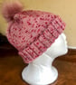 Hand Knitted Hat 20, mottled pink, Medium - Image 3