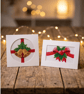 Embroidered Festive Card Duo, Traditional Bells and Ribbon Keepsake