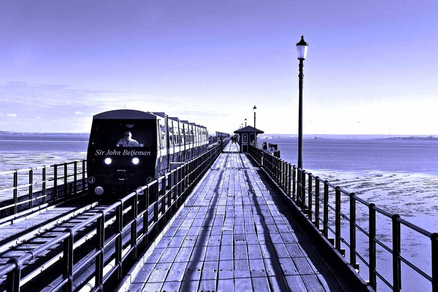 Southend on Sea Pier And Railway Train Essex UK 18"x12" Print