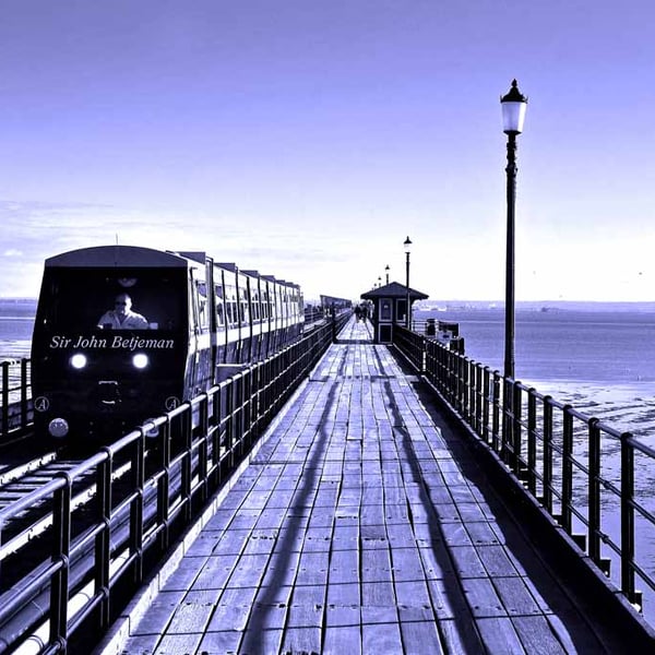 Southend on Sea Pier And Railway Train Essex UK 18"x12" Print