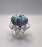 Pair of Vintage Upcycled Glass Pin Cushions - Floral Candle Holder Duo - Image 4