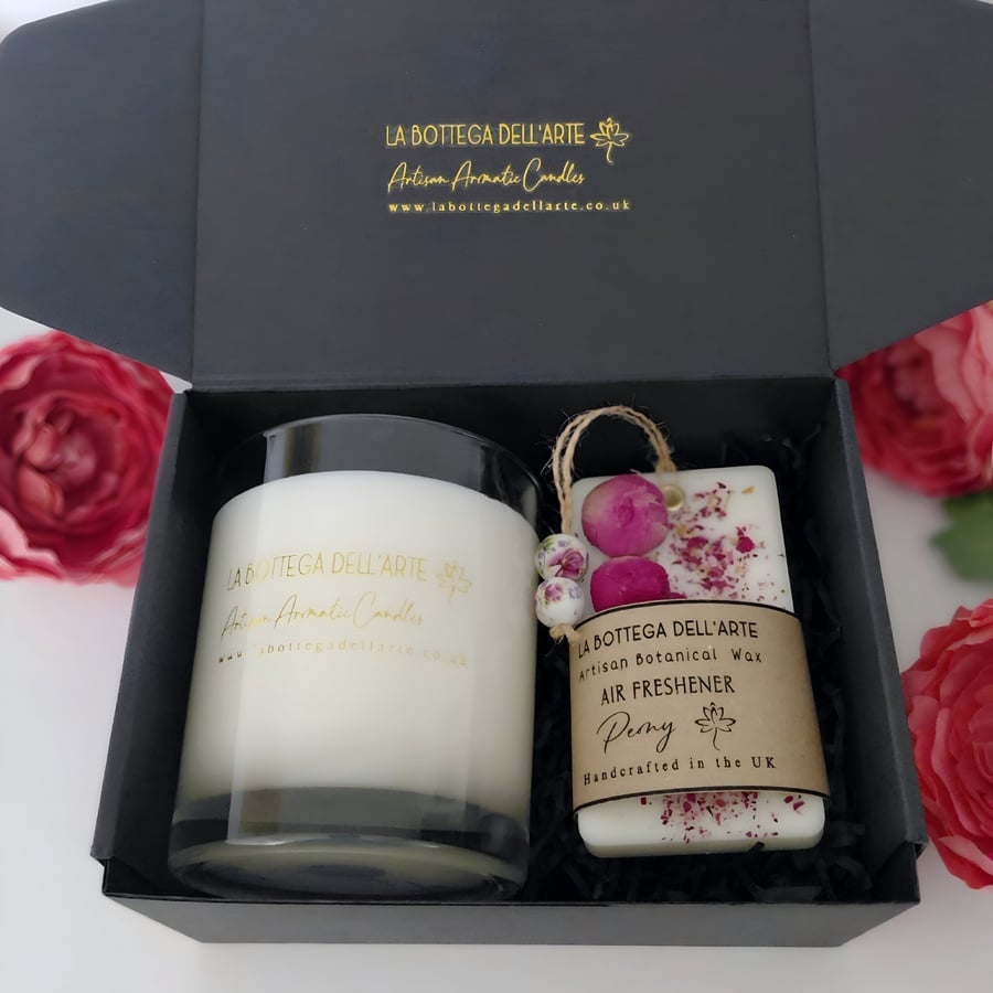 Peony Gift Box vegan friendly Handpoured in the UK