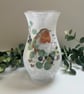 Decoupage Large Glass Vase: Robin, Upcycled