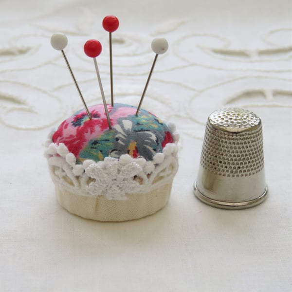Very Tiny Poppy Pincushion from recycled materials