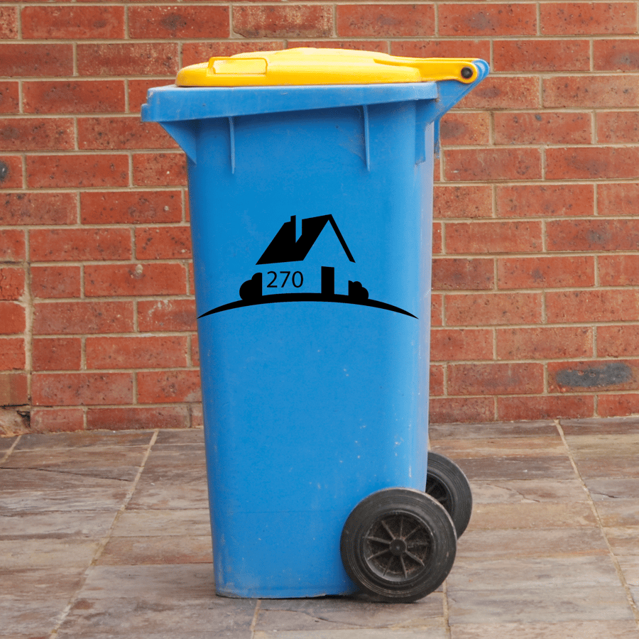 House Dustbin Sticker Personalised House Number Wheelie Bin Sticker Wheely Bin