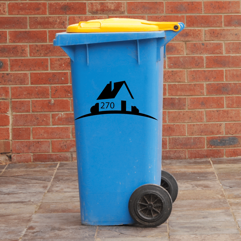 House Dustbin Sticker Personalised House Number Wheelie Bin Sticker Wheely Bin
