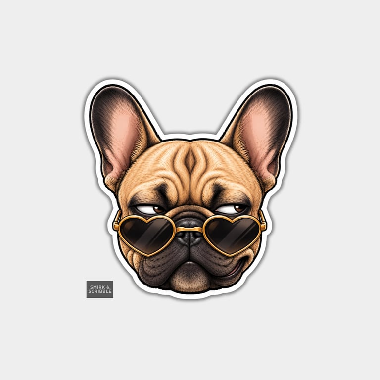 Funny Vinyl Die Cut Sticker For Adults - French Bulldog In Sunglasses