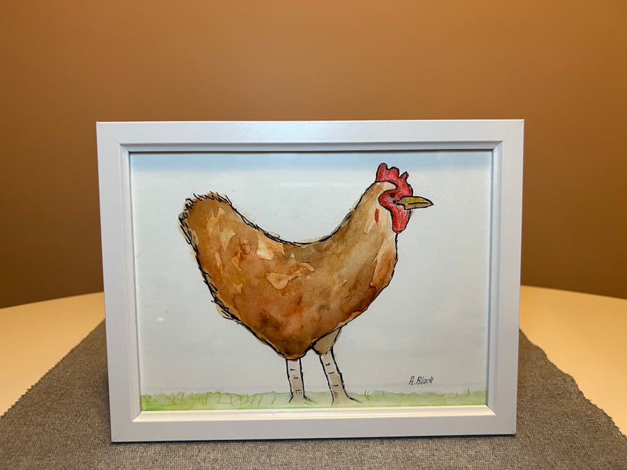 Hen (chicken) using watercolour 