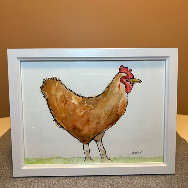 Hen (chicken) using watercolour 