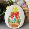Chick in a basket pottery Easter Egg