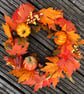 Autumn leaves pumpkin wreath sunflower porch decor  for Halloween  - Image 5