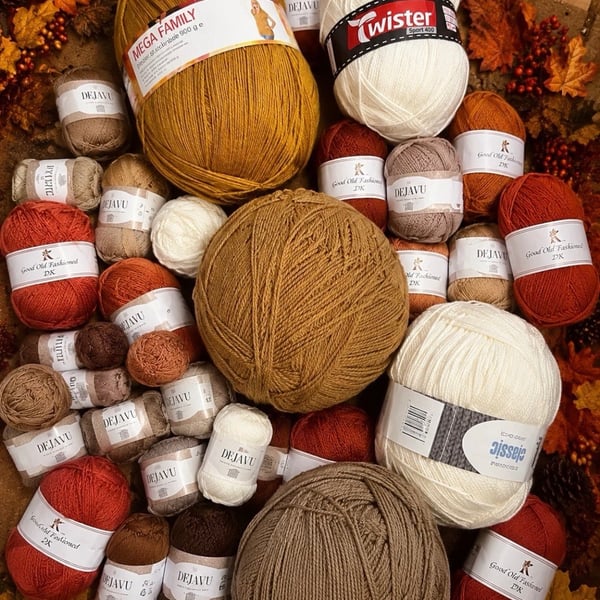 1500g Autumn Yarn Bundle Mixed DK Knitting Crochet Yarn Warm Autumn Colours