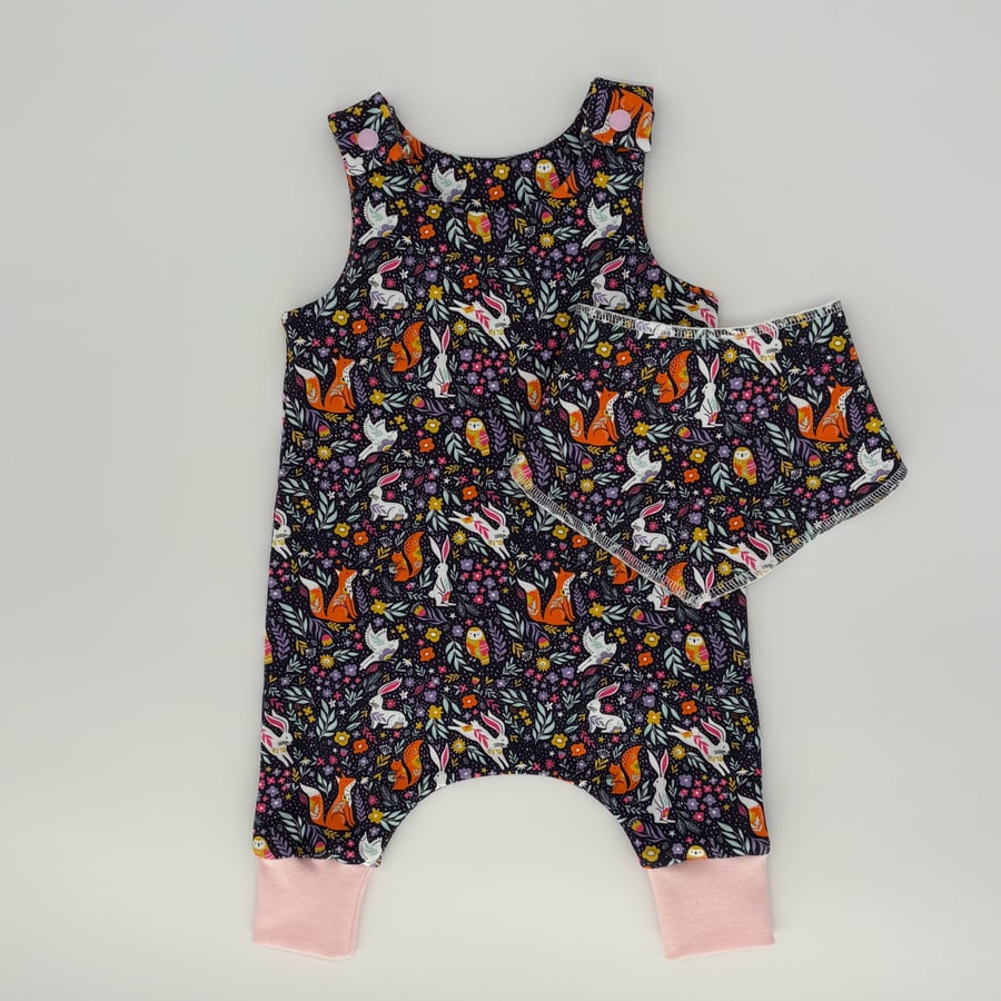 Spring animals and flowers Handmade dungarees and bib gift set (various sizes)