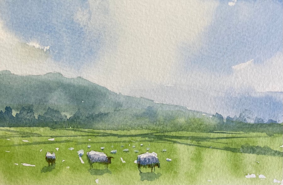 Battersby bank (Pure Original Watercolour FULLY MOUNTED 8” x 6”)