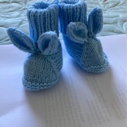 Baby blue bootees  - 3 - 6 months