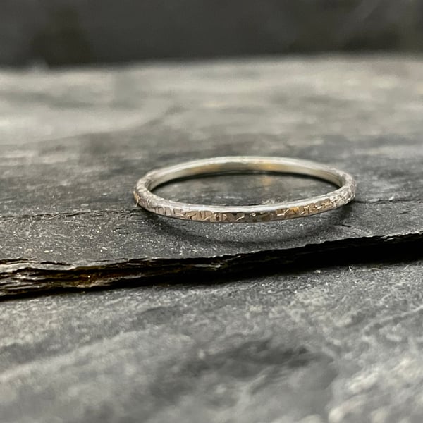 Handmade, Recycled Sterling Silver, Thin Hammered Ring-Silk
