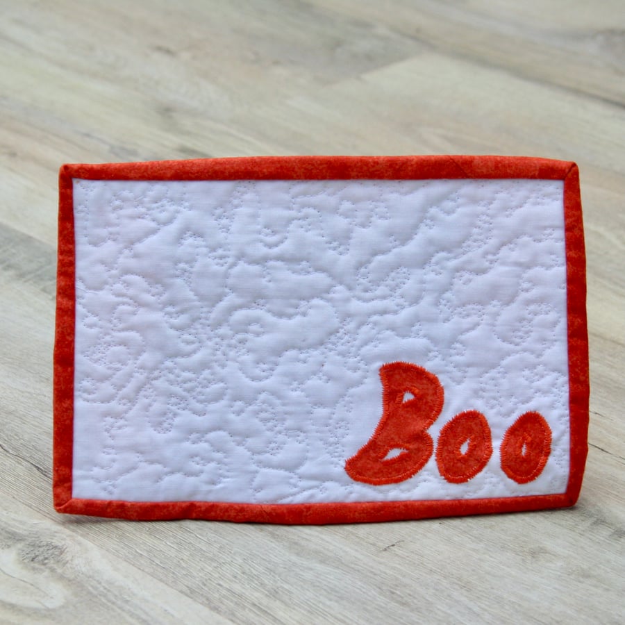 Halloween ‘Boo' Mug Rug