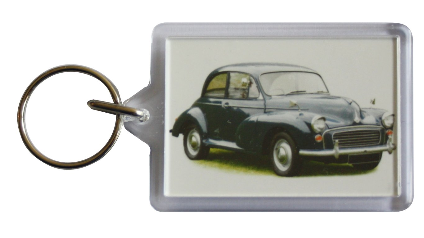 Morris Minor 1000 1969 (Dark Blue) - Keyring with 50x35mm Insert - Car Fan