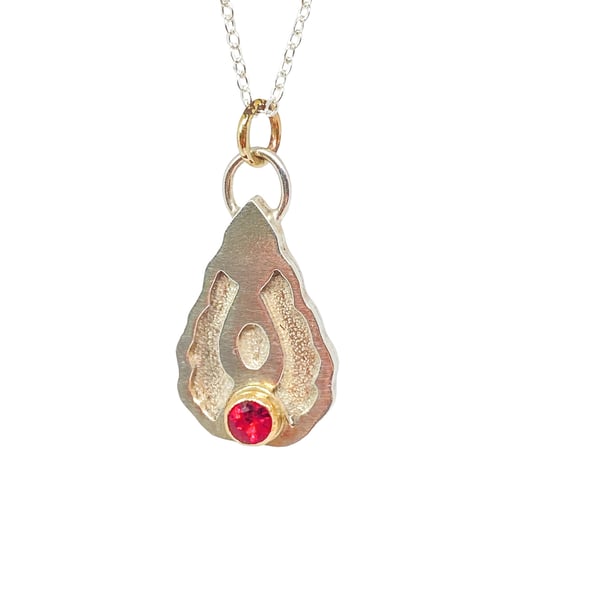 Natural Pink Tourmaline in Sterling Silver Art Nouveau Pendant